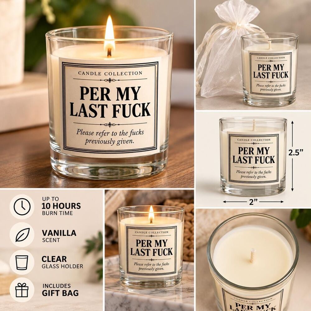 Per My Last F*ck Vanilla Scented Candle Glass Vase with Gift Bag - Picture 3 of 5